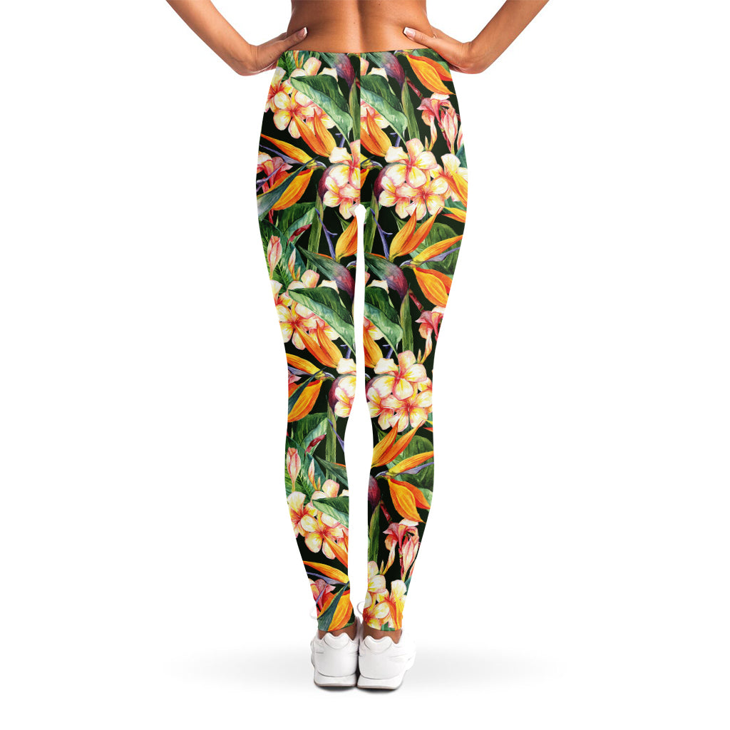 Watercolor Bird Of Paradise Print Women's Leggings