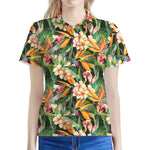 Watercolor Bird Of Paradise Print Women's Polo Shirt