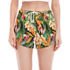 Watercolor Bird Of Paradise Print Women's Split Running Shorts