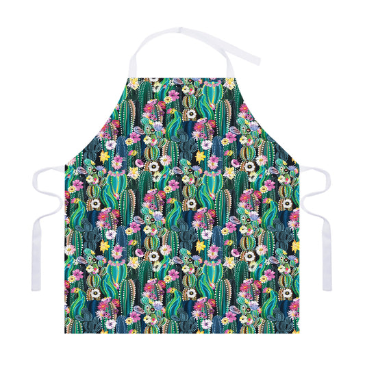 Watercolor Blooming Cactus Print Adjustable Apron
