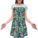 Watercolor Blooming Cactus Print Adjustable Apron
