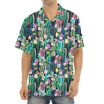 Watercolor Blooming Cactus Print Aloha Shirt
