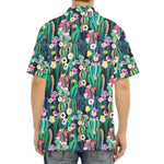 Watercolor Blooming Cactus Print Aloha Shirt