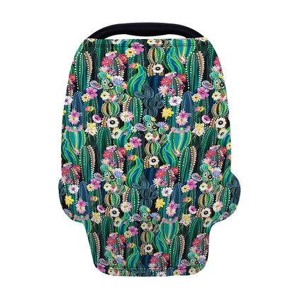 Watercolor Blooming Cactus Print Baby Seat Cover