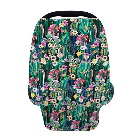 Watercolor Blooming Cactus Print Baby Seat Cover