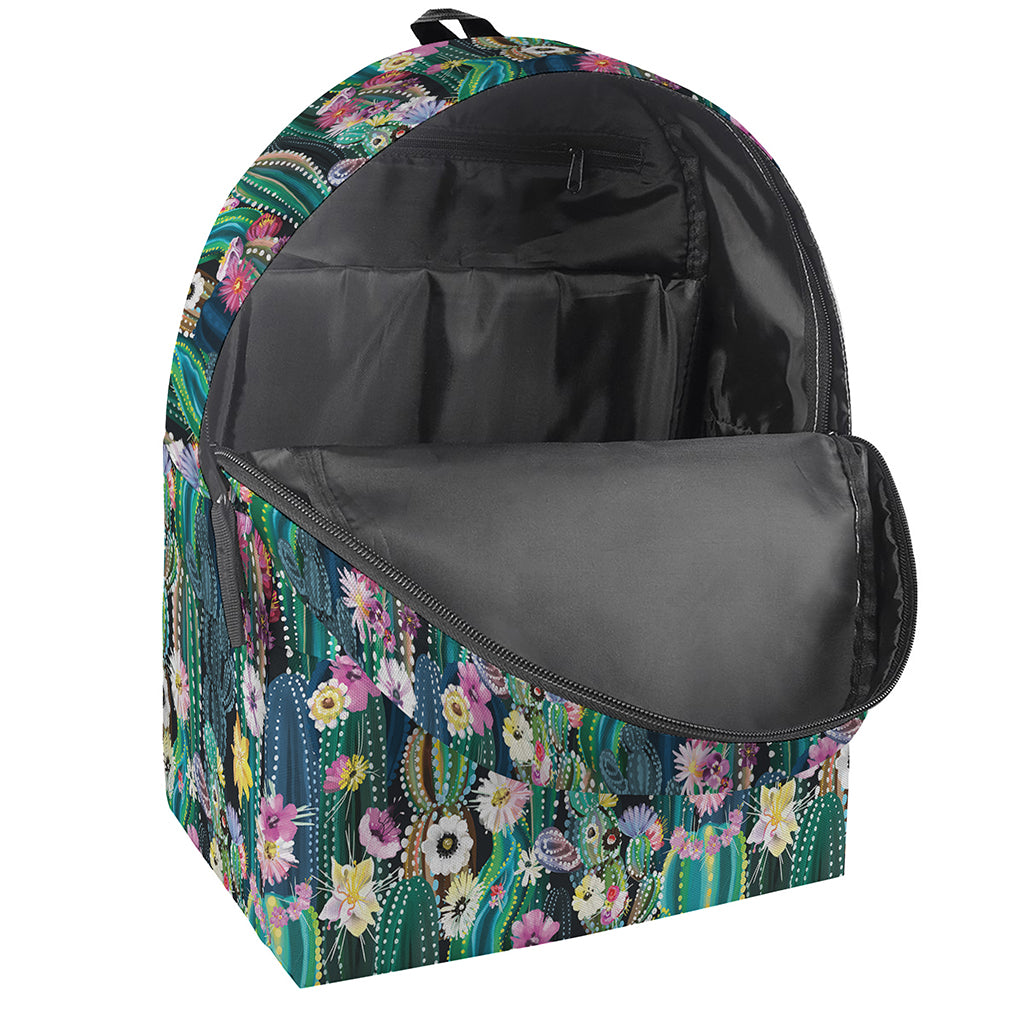 Watercolor Blooming Cactus Print Backpack