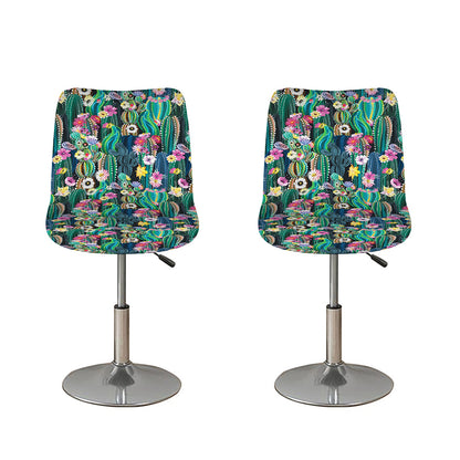 Watercolor Blooming Cactus Print Bar Stool Covers