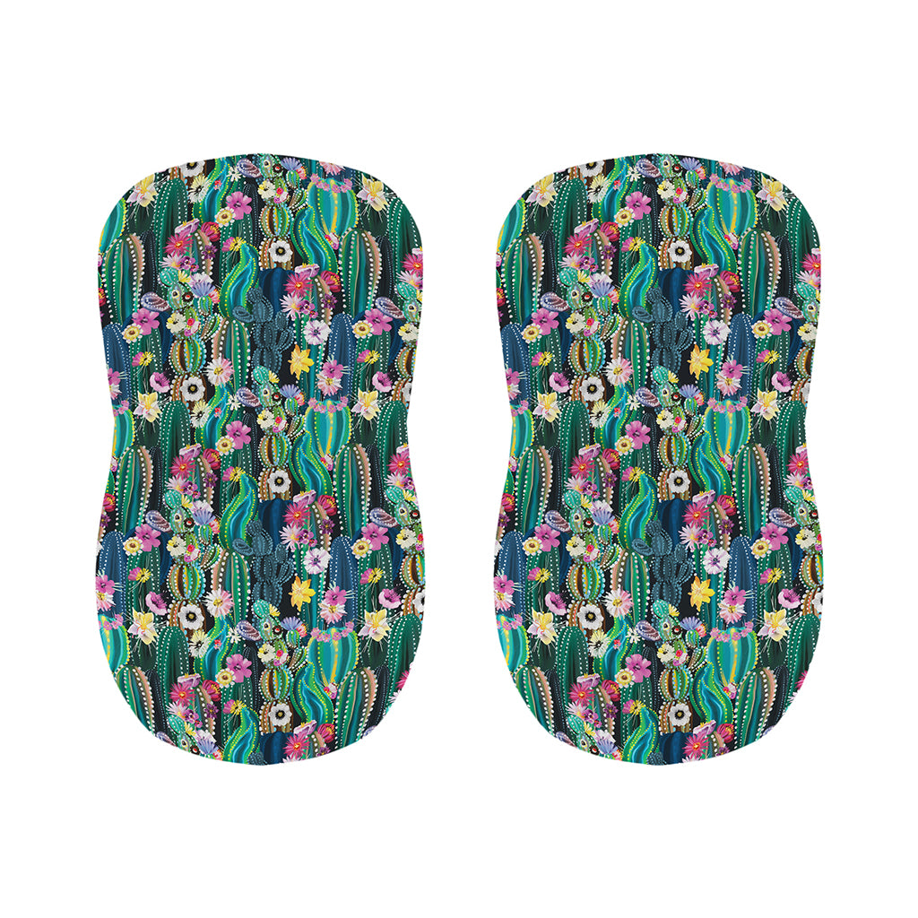 Watercolor Blooming Cactus Print Bar Stool Covers