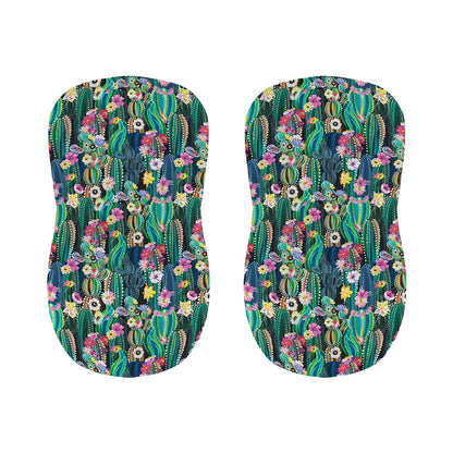 Watercolor Blooming Cactus Print Bar Stool Covers