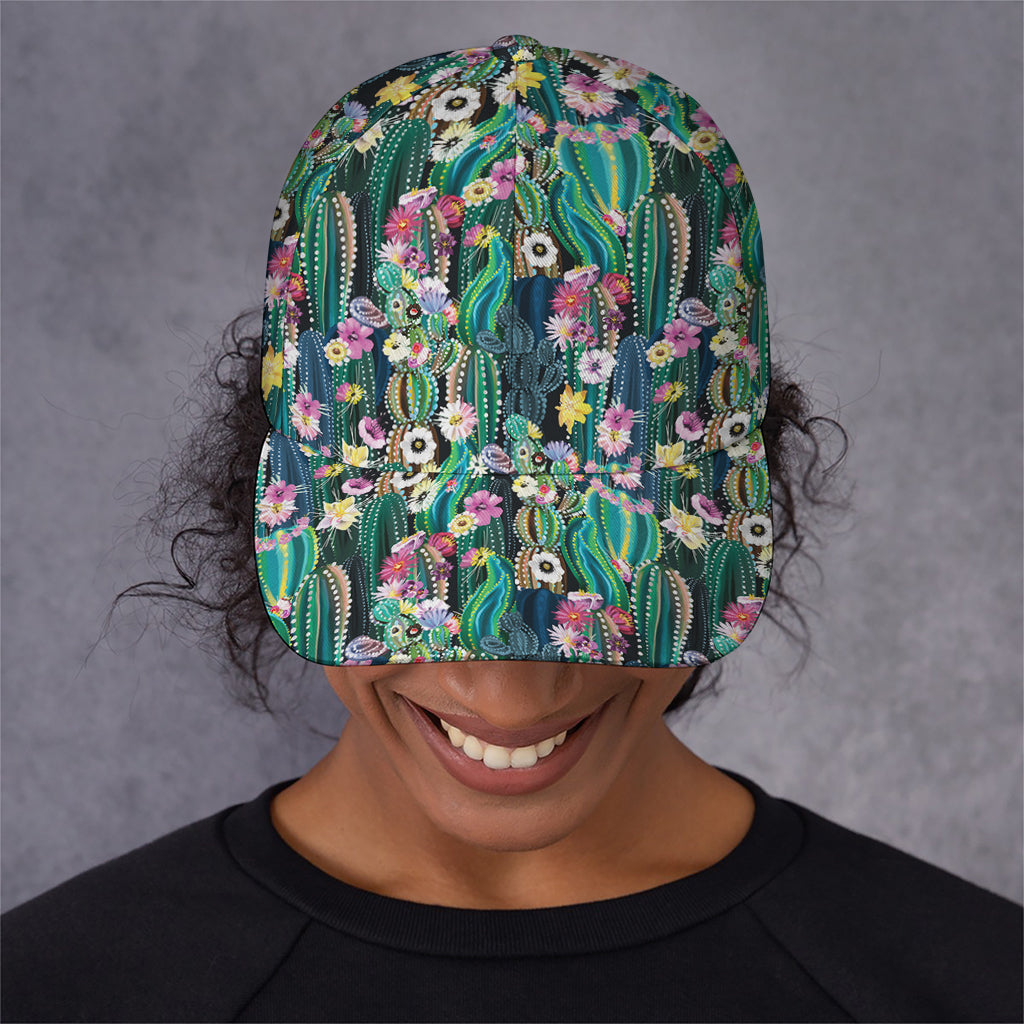 Watercolor Blooming Cactus Print Baseball Cap