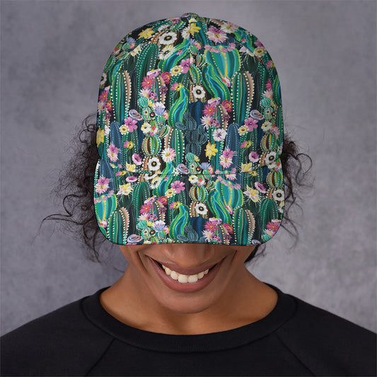Watercolor Blooming Cactus Print Baseball Cap