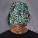Watercolor Blooming Cactus Print Baseball Cap