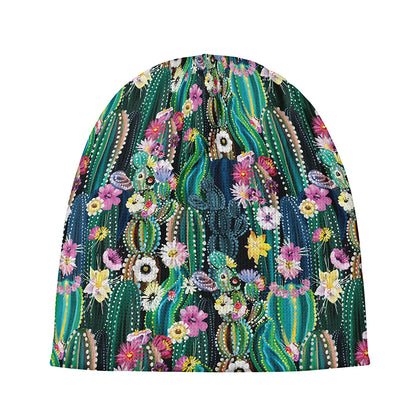 Watercolor Blooming Cactus Print Beanie