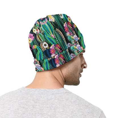 Watercolor Blooming Cactus Print Beanie
