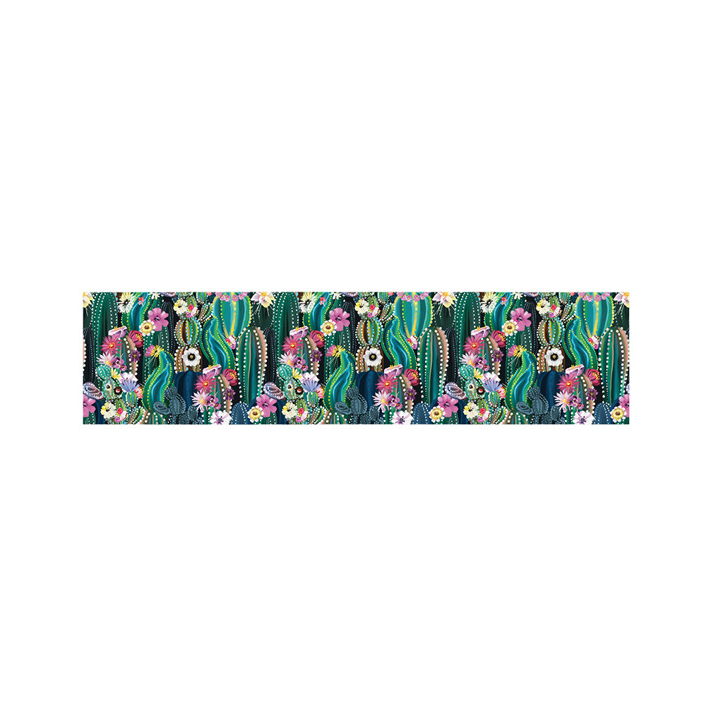 Watercolor Blooming Cactus Print Bed Runner