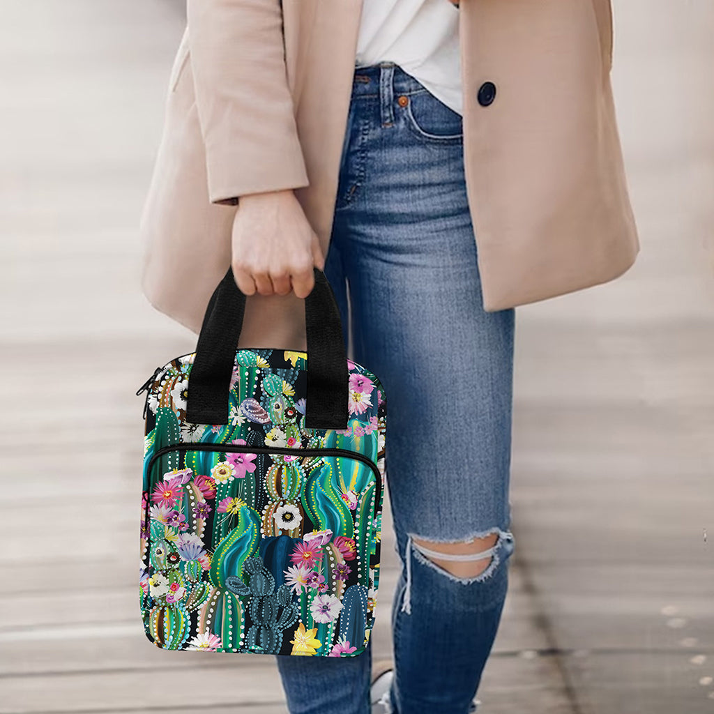 Watercolor Blooming Cactus Print Bible Tote Bag