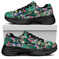 Watercolor Blooming Cactus Print Black Chunky Shoes