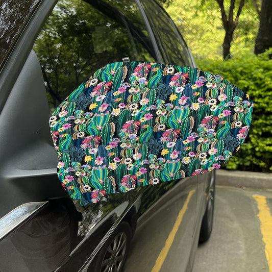 Watercolor Blooming Cactus Print Car Side Mirror Covers