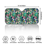 Watercolor Blooming Cactus Print Car Windshield Sun Shade