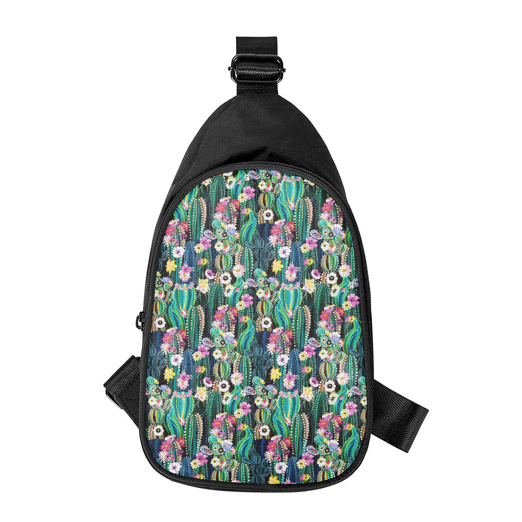 Watercolor Blooming Cactus Print Chest Bag