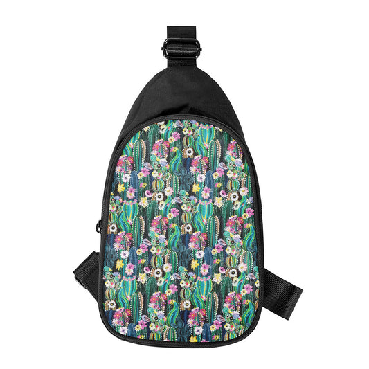 Watercolor Blooming Cactus Print Chest Bag