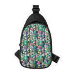 Watercolor Blooming Cactus Print Chest Bag