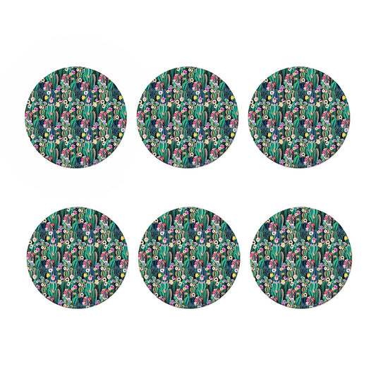 Watercolor Blooming Cactus Print Coaster Set