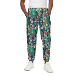 Watercolor Blooming Cactus Print Cotton Pants