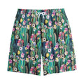 Watercolor Blooming Cactus Print Cotton Shorts