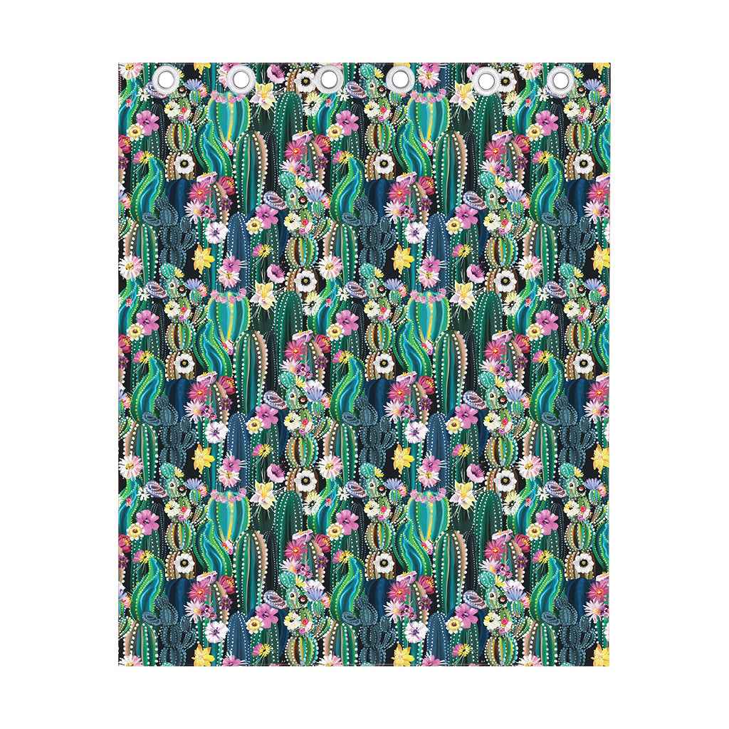 Watercolor Blooming Cactus Print Curtain