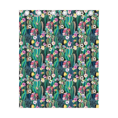 Watercolor Blooming Cactus Print Curtain