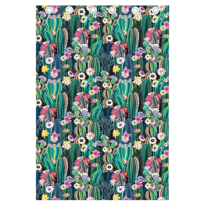 Watercolor Blooming Cactus Print Curtain