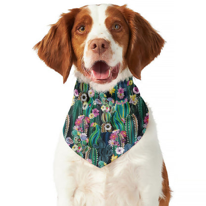 Watercolor Blooming Cactus Print Dog Bandana