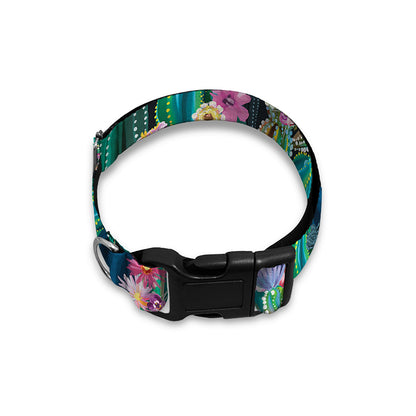 Watercolor Blooming Cactus Print Dog Collar