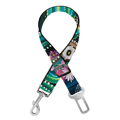 Watercolor Blooming Cactus Print Dog Seat Belt
