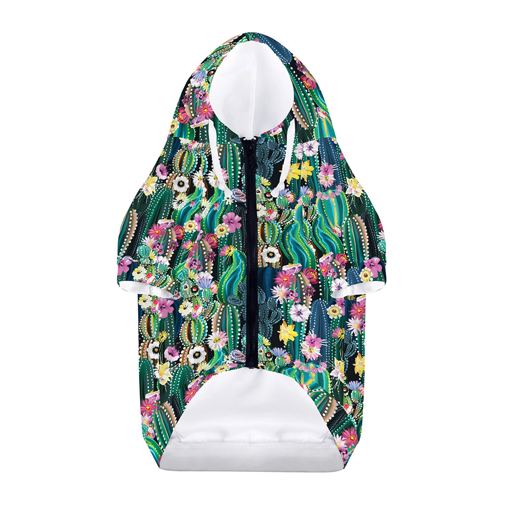 Watercolor Blooming Cactus Print Dog Zip Up Hoodie
