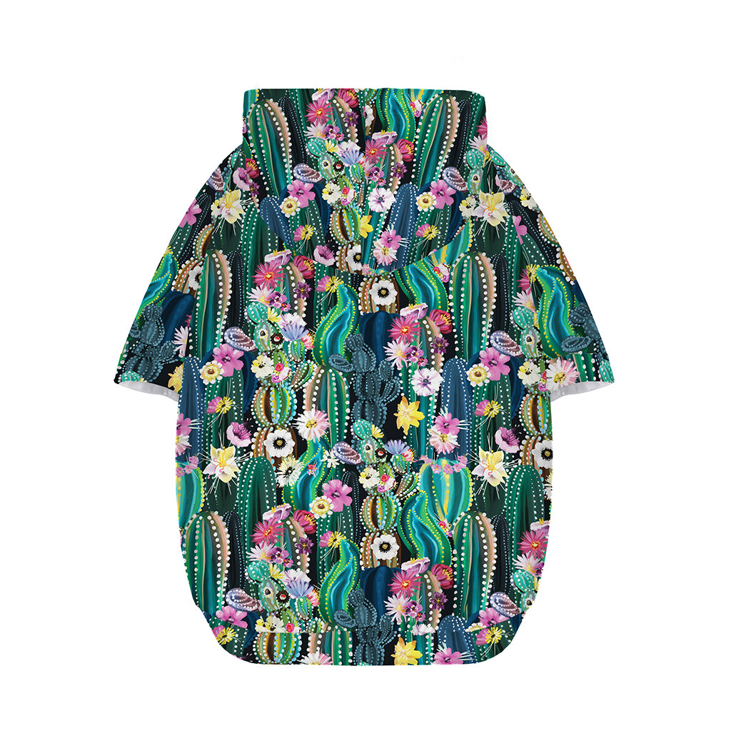 Watercolor Blooming Cactus Print Dog Zip Up Hoodie
