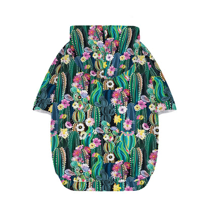 Watercolor Blooming Cactus Print Dog Zip Up Hoodie