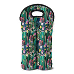 Watercolor Blooming Cactus Print Double Neoprene Wine Tote