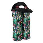 Watercolor Blooming Cactus Print Double Neoprene Wine Tote
