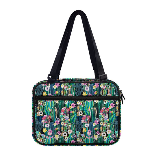 Watercolor Blooming Cactus Print Double Strap Bible Bag
