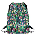 Watercolor Blooming Cactus Print Drawstring Backpack