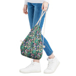 Watercolor Blooming Cactus Print Drawstring Bag