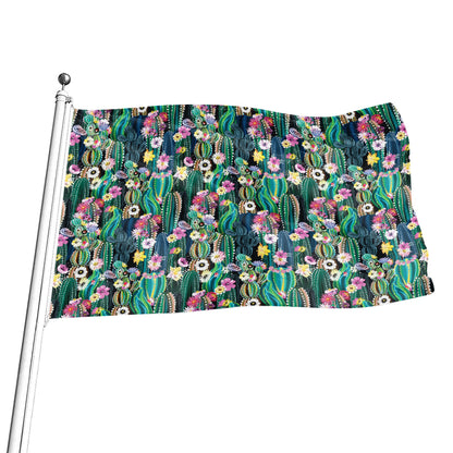 Watercolor Blooming Cactus Print Flag