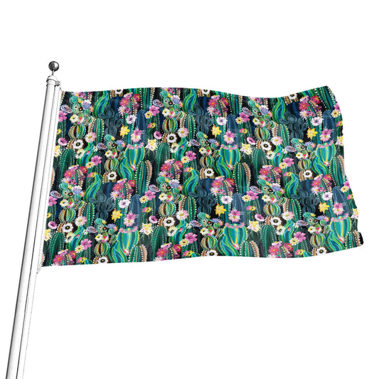 Watercolor Blooming Cactus Print Flag