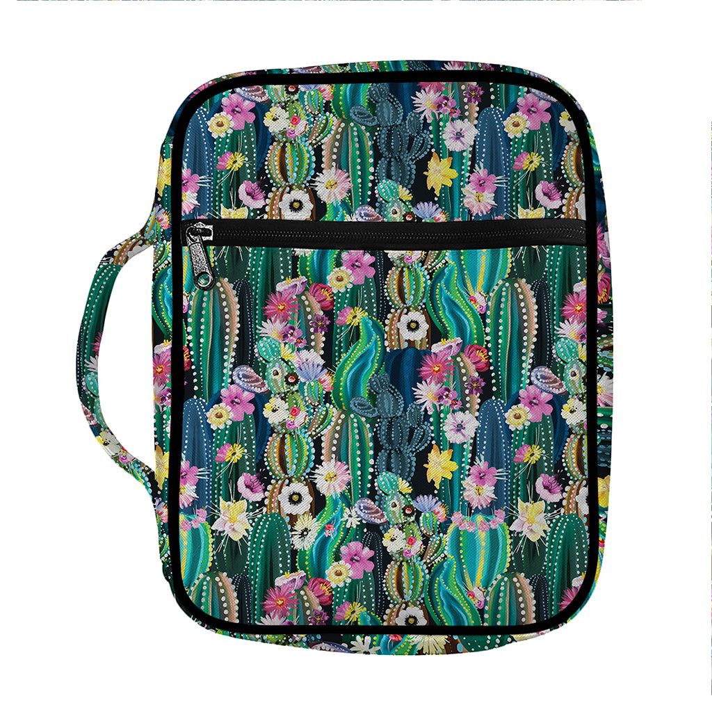 Watercolor Blooming Cactus Print Front Pocket Bible Bag