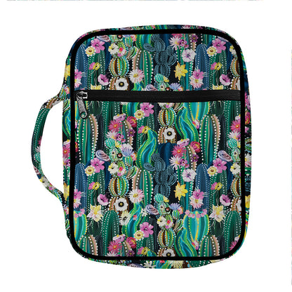 Watercolor Blooming Cactus Print Front Pocket Bible Bag