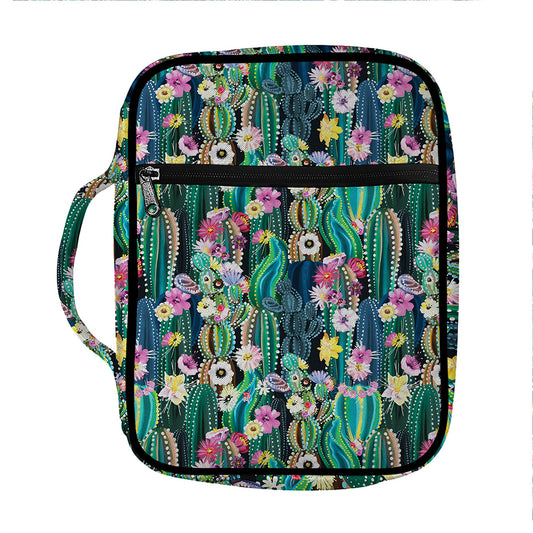 Watercolor Blooming Cactus Print Front Pocket Bible Bag