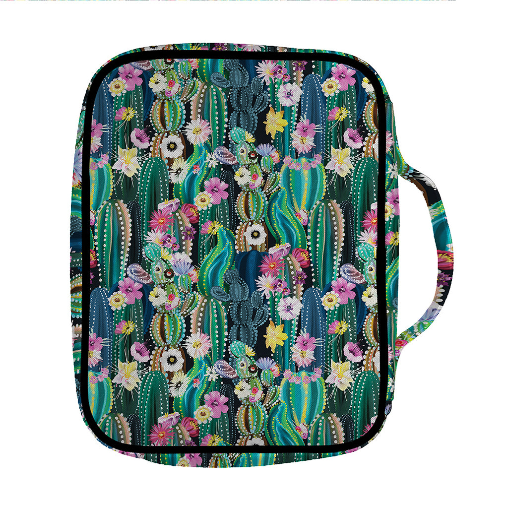 Watercolor Blooming Cactus Print Front Pocket Bible Bag