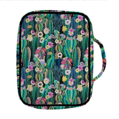 Watercolor Blooming Cactus Print Front Pocket Bible Bag